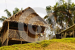 Peru, Peruvian Amazonas landscape. The photo present typical indian tribes settlement in Amazon