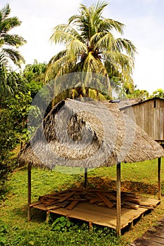 Peru, Peruvian Amazonas landscape. The photo present typical indian tribes settlement in Amazon