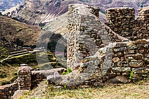 Peru, Pisac (Pisaq) - Inca ruins in the sacred valley in the Peruvian Andes