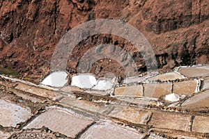 Peru, Salinas de Maras, Pre Inca traditional salt mine (salinas