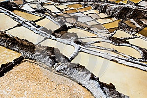 Peru, Salinas de Maras, Pre Inca traditional salt mine (salinas).