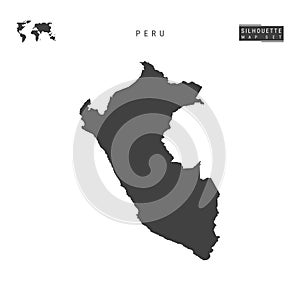 Peru Vector Map Isolated on White Background. High-Detailed Black Silhouette Map of Peru