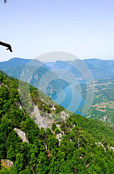 Perucac Lake glistening beneath Banjska Stena viewpoint on majestic Mount Tara