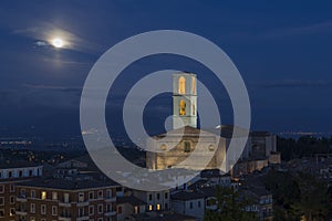 Perugia, Basilica di San Domenico at night in a full moon