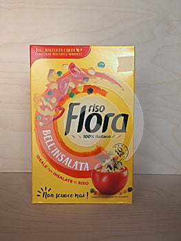 PERUGIA - JUL 2020: Riso Flora rice packet