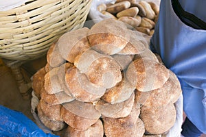 Peruvian bread at a market stall in the city of Puno.