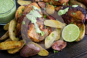 Peruvian Chicken with Aji Verde Green Sauce