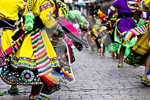 Peruvian dancers at the parade in Cusco. photo