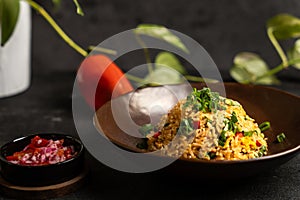 Peruvian dish resulting from the fusion with Asian food. photo