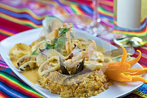 Peruvian food: arroz con mariscos photo