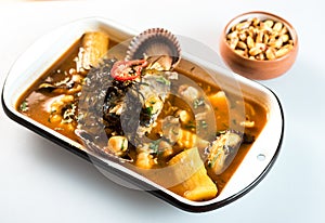 Peruvian food: Seafood soup, called Parihuela Especial photo