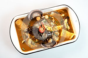 Peruvian food: Seafood soup, called Parihuela Especial photo