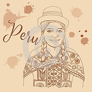 Peruvian girl retro style