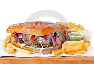 Peruvian Lomo saltado beef sandwich