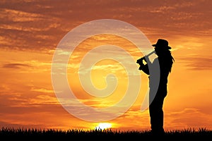 Peruvian man at sunset