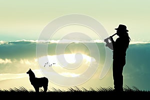 Peruvian man at sunset