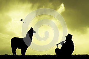 Peruvian men at sunset