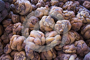 Peruvian native potatoes on a market in Arequipa, Peru. photo