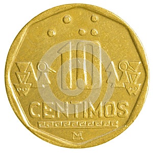 10 Peruvian nuevo sol centimos coin photo