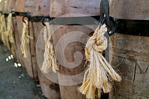 Peruvian Pisco Brandy`s Clay Barrels at the Winery in Ica Region, Peru, South America