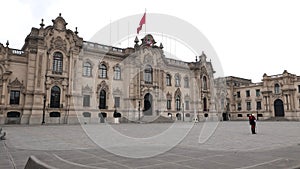 Peruvian presidential palace facade in Lima downtown