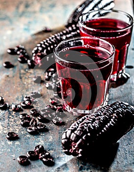 PERUVIAN PURPLE CORN DRINK. Chicha morada purple sweet traditional peruvian corn drink.