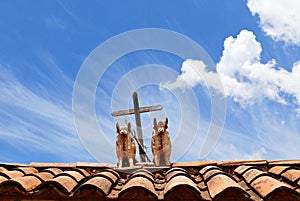 Peruvian roof ornaments folk photo