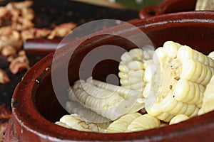 Peruvian yellow corn called `Choclo`