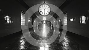 pervasive loneliness, the ticking clock echoes through the vacant halls, a reminder of time passing and the loneliness photo