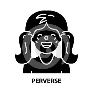 perverse icon, black vector sign with editable strokes, concept illustration