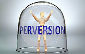 Perversion can separate a person from the world and lock in an isolation that limits - pictured as a human figure locked inside a