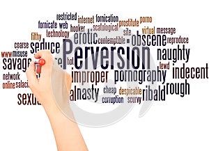 Perversion word cloud hand writing concept