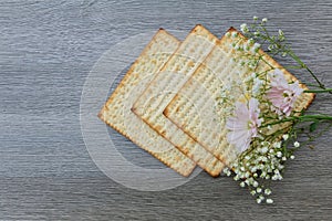 Pesach Still-life with and matzoh jewish passover bread