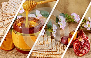 Pesach Still-life with wine and matzoh jewish passover bread