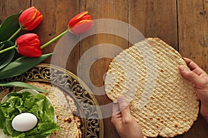 Pesah celebration concept jewish Passover holiday.