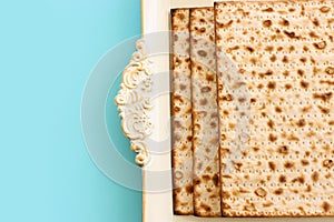 Pesah celebration concept (jewish Passover holiday) over isolated white background