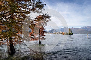 Pescatori Island as seen from Isola Bella, Lake Maggiore, Italy