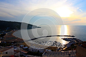 Peschici harbour at sunset, Italy