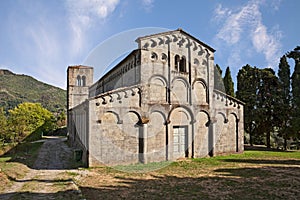 Pescia, Pistoia, Tuscany, Italy: the medieval church in the hamlet Castelvecchio, ancient village on the Apennine mountains