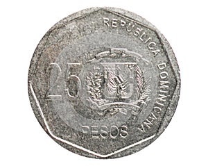 25 Pesos coin, 1937~Today - Peso Dominicano Circulation serie, Bank of Dominican Republic. Obverse, 2005 photo
