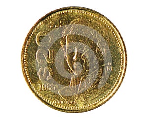 20 Pesos Guadalupe Victoria coin, 1905~1992 - Estados Unidos Mexicanos Circulation serie, 1985. Bank of Mexico. Obverse, photo