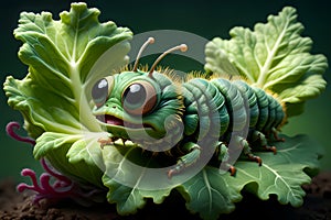 pest caterpillar eats cabbage.