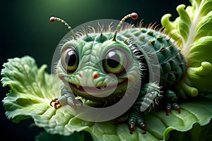 pest caterpillar eats cabbage.