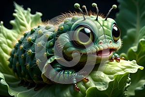 pest caterpillar eats cabbage.