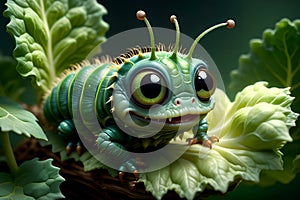 pest caterpillar eats cabbage.
