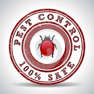 Pest control 100% safe grunge rubber stamp