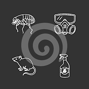 Pest control chalk icons set