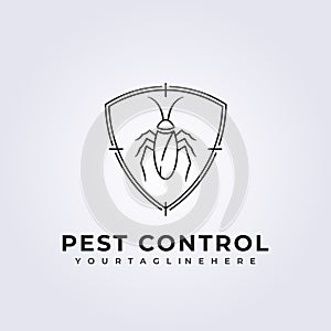 pest control, cockroach insect logo vector minimal line illustration design