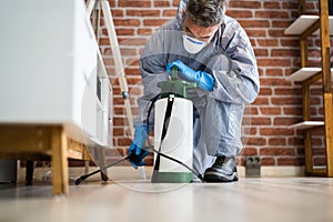 Pest Control Exterminator Services Spraying Insecticide