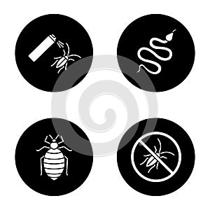 Pest control glyph icons set